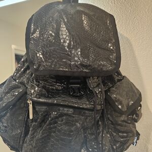 LeSportsac Shiny Black Backpack
